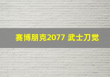 赛博朋克2077 武士刀觉